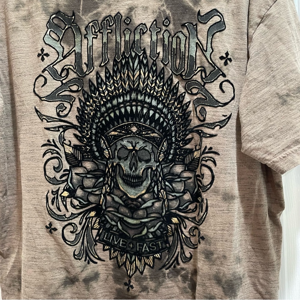 Rust color Affliction t-shirt velvet decoration hardly worn
